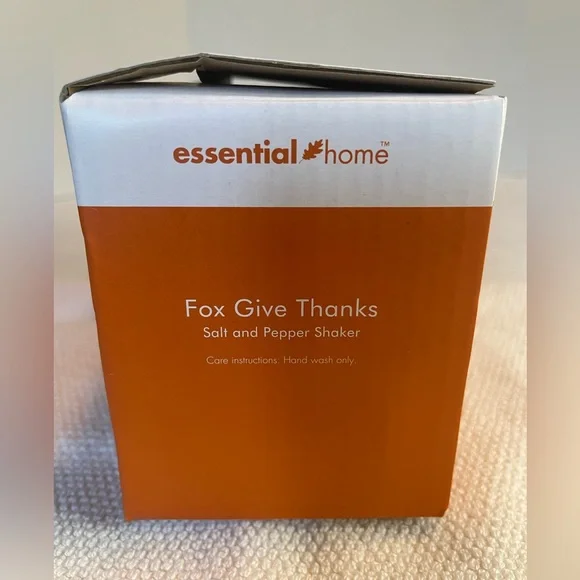Salt and Pepper Shakers. Essential Home, Fox Give Thanks. New in box. - Picture 13 of 15